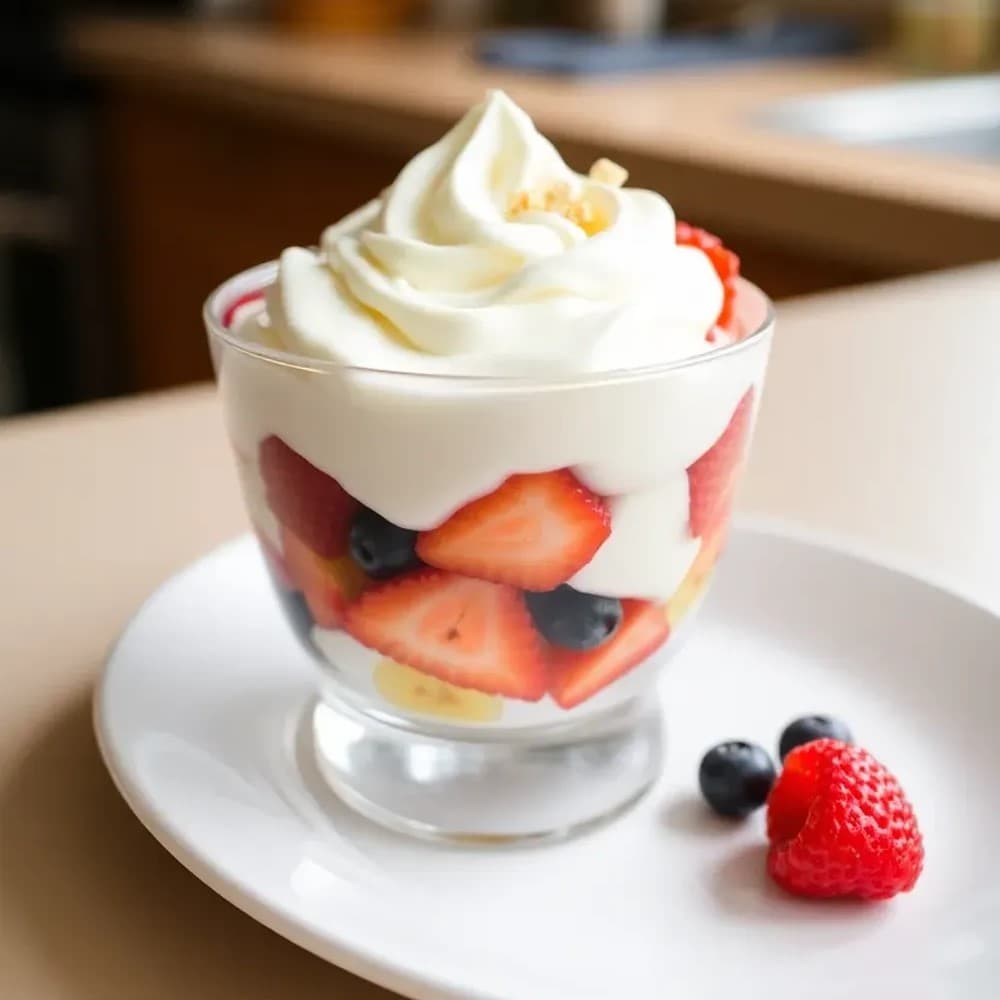 Coupes de fruits à la chantilly